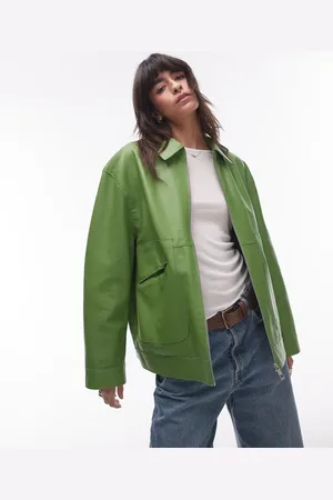 Topshop Premium real leather jacket in