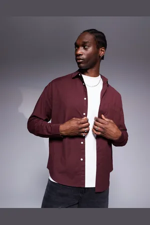 ASOS Boxy oversized oxford shirt in deep burgundy