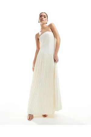 Six Stories Bridal drop waist asymmetric maxi dress in ivory