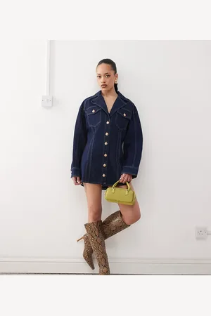 Labelrail X Jennifer McKing structured denim shirt dress in indigo blue