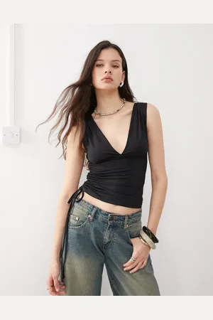 Motel Lindka plunge asymmetric slinky top in