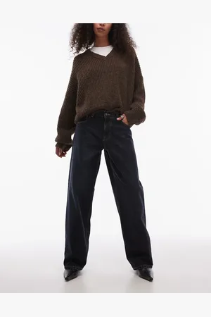 Topshop Cinch low rise jean relaxed in inky black