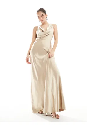 Six Stories Bridesmaid cowl front satin maxi dress in