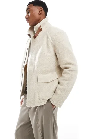 Native Youth Boucle aviator jacket in beige