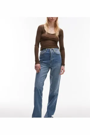 Topshop Tall Kort high rise straight jean in mid