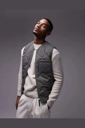 ARKET Quilted gilet with zip front in khaki