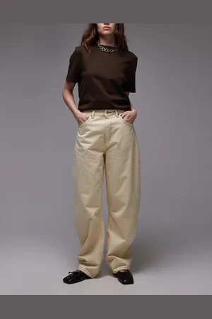 Topshop Barrel mid rise jean in buttermilk