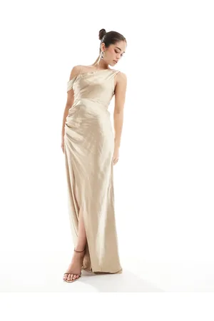 Six Stories Bridesmaid asymmetric cowl maxi dress in