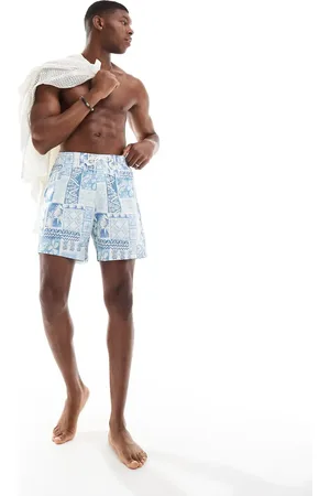 Hollister Y2K swim short in vintage blue coast print