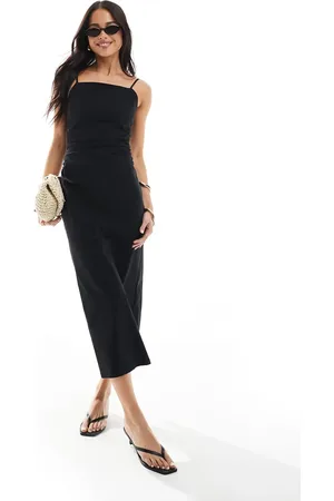 Bershka Bengaline halterneck maxi dress in