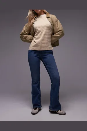 Topshop Jamie Flare high rise jeans in mid