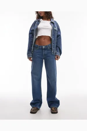 Topshop Ember low rise wide leg jean in mid