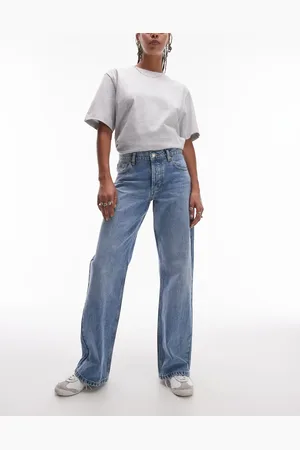 Topshop Ember low rise wide leg jean in bleach