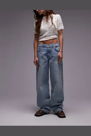 Topshop Cinch low rise relaxed jean in bleach