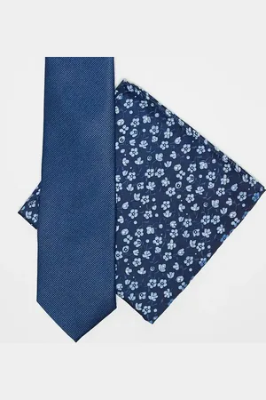 ASOS Plain tie with a floral pocket square in
