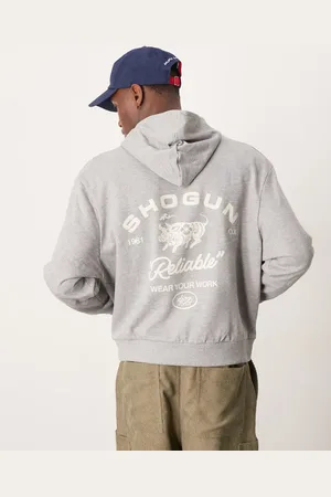 ASOS Boxy oversized hoodie with Americana style graphic in marl
