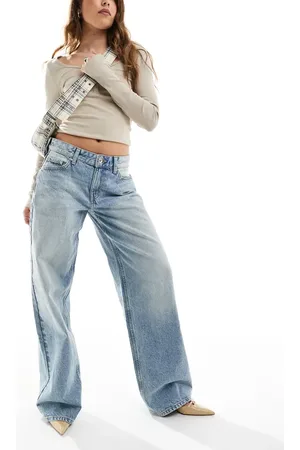 Bershka Super baggy wide leg jeans in light wash
