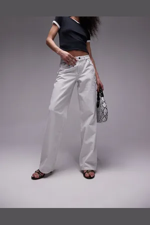 Topshop Ember low rise wide leg jean in off