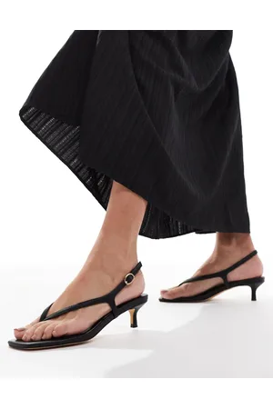 London Rebel Strap detail thong heeled sandals in