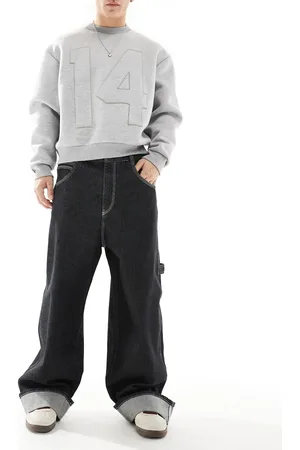 Pull&Bear Super baggy fit roll up jeans in