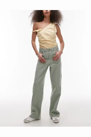 Topshop Mid rise loose fit straight jean in stripe