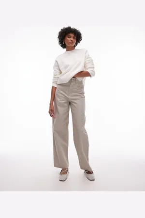 Topshop Baggy high rise jean in beige stripe