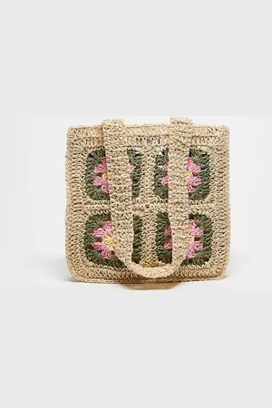 Hollister Crochet geo printed mini purse bag with straps in