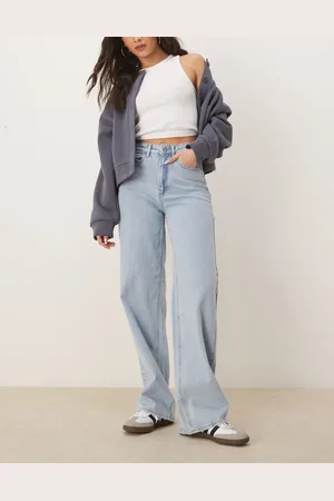 VILA Freya high waist wide leg jean in light denim