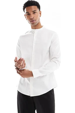 ASOS Easy iron regular shirt with grandad collar in