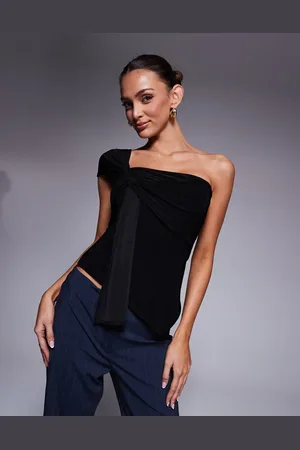 Fashionkilla Double sculpted slinky asymmetric knot front detail top in