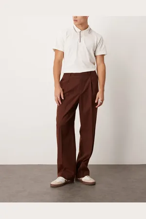 ASOS Smart wide leg trousers with front pleat in rust speckled wool mix