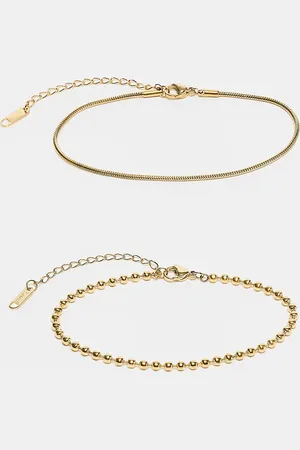 LOST SOULS 2 pack of ball and snake chain bracelets in 18k plated