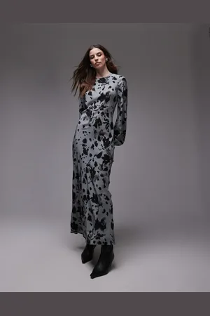 Topshop Balloon sleeve maxi dress in abstract floral