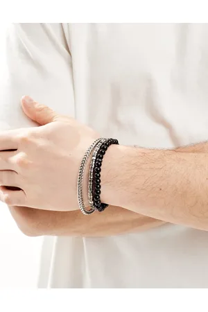 ASOS 3 pack chain and beaded bracelets in and silver tones