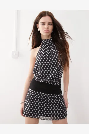 Motel Valina mini dress in black polka dot
