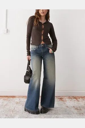 Cheap Monday Poser mid rise wide leg skater jeans in wash with faded highlights