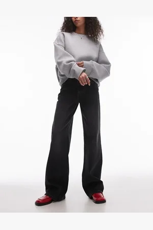 Topshop Mid rise wide leg jean in washed