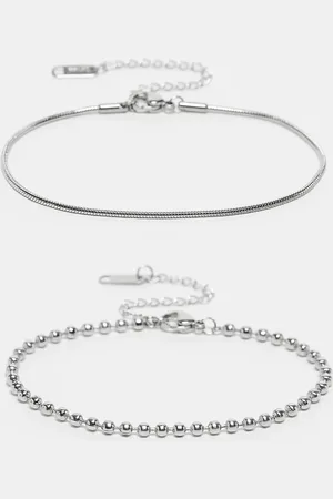 LOST SOULS 2 pack of ball and snake chain bracelets in stainless steel