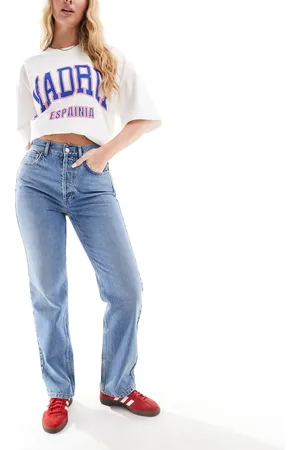 Topshop Hourglass Kort high rise straight jean in mid