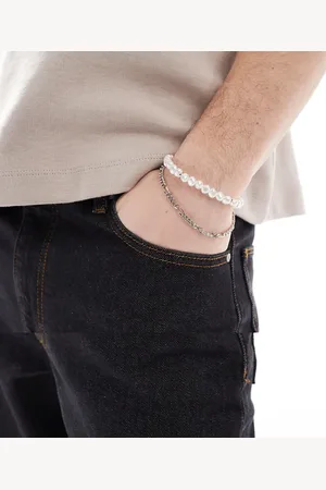 ASOS 2 pack faux pearl and figaro chain bracelet in tone