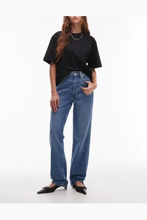 Topshop Kort high rise straight jean in mid