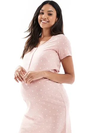 Mama;licious Mamalicious Maternity star print nightdress with nursing function in dusty
