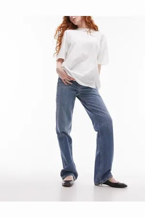 Topshop Kort high rise straight jean in mid