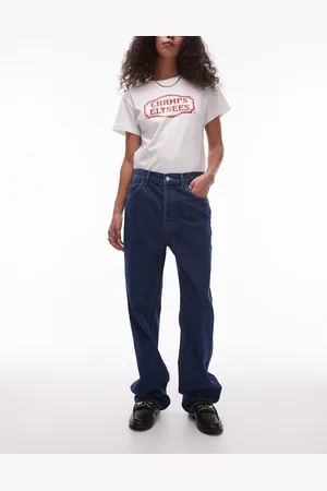 Topshop Kort high rise straight jean in rich