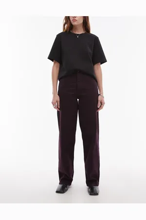Topshop Mid rise loose fit jean in oxblood