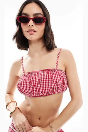 The Frolic Exclusive cropped square neck cami bubble top co-ord in red gingham