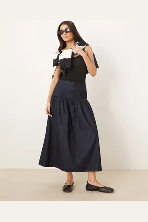 ASOS Denim maxi skirt with dropped waist