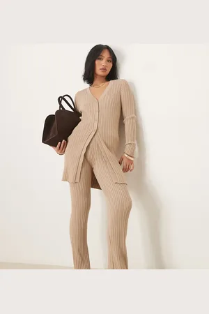 VILA Flare trouser co-ord in tan