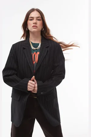 Topshop High break tailored blazer in pinstripe