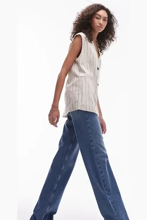 Topshop Tall Ember low rise wide leg jean in mid